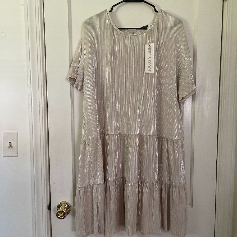 Piper & Scoot Arabella Shimmer Tiered Dress in Cream